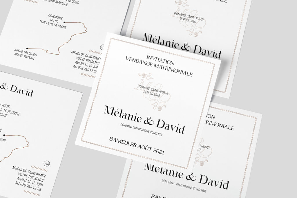 mélanie-et-david-mariage-2021-suisse-logo-vendange-vin-matrimonial-invitation-carte-graphiste-graphisme-atelier-tertre-étiquette